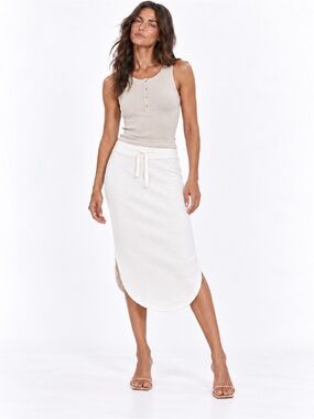 Frank & Eileen Donegal White Drawstring Midi Skirt Size S